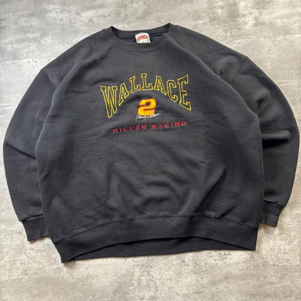 Nutmeg Crewneck Sweatshirt Mens XL Black Rusty Wallace Miller Racing Vintage 90s
